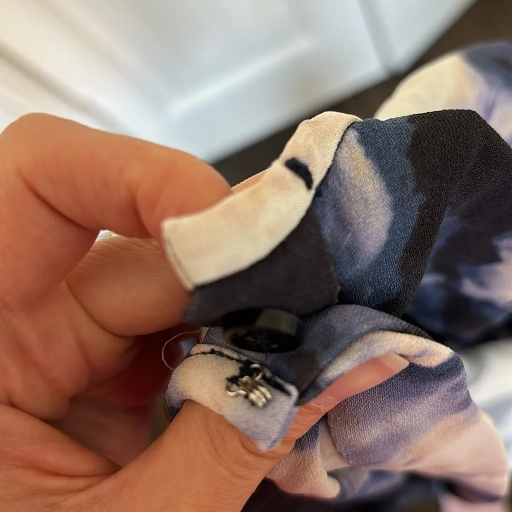 Kate Spade New York Long Sleeve Printed Crepe Blouse in “Blue Dusk”